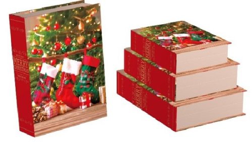 KARÁCSONYI AJÁNDÉKDOBOZ 3 RÉSZES 29,5X22,3X8CM 26X19,2X7CM 23X16,2X6CM