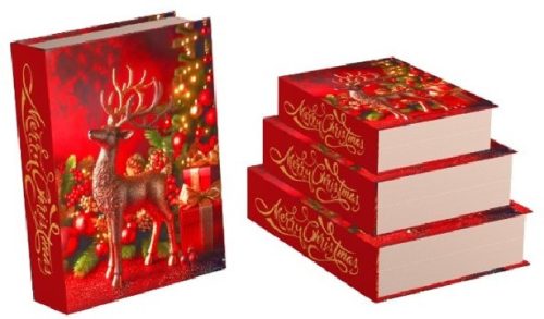 KARÁCSONYI AJÁNDÉKDOBOZ 3 RÉSZES 29,5X22,3X8CM 26X19,2X7CM 23X16,2X6CM