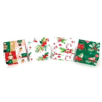 KARÁCSONYI AJÁNDÉKDOBOZ 9,5X9,5X5,5CM 4 FÉLE MINTA