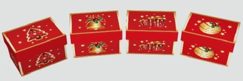 KARÁCSONYI AJÁNDÉKDOBOZ 11X7,5X5,5CM 4 FÉLE MINTA