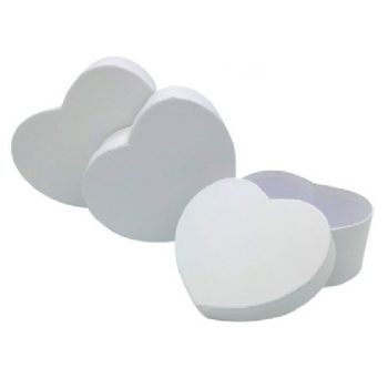   DÍSZDOBOZ SZETT 3R. SZÍV ALAKÚ NAGY:15X13,5X7,2CM PAPÍR, FEHÉR