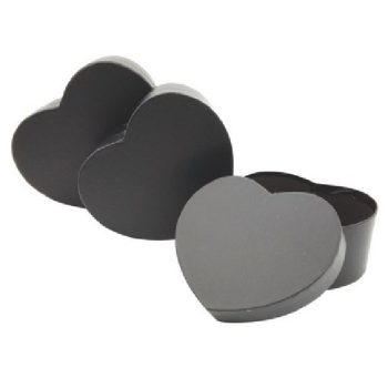   DÍSZDOBOZ SZETT 3R. SZÍV ALAKÚ NAGY:15X13,5X7,2CM PAPÍR, FEKETE