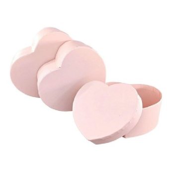   DÍSZDOBOZ SZETT 3R. SZÍV ALAKÚ NAGY:15X13,5X7,2CM PAPÍR, PÚDER RÓZSASZÍN