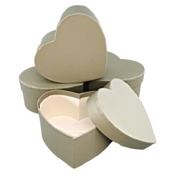   DÍSZDOBOZ SZÍV ALAKÚ 11X10X5,2CM PAPÍR, KHAKI ZÖLD 6DB-OS