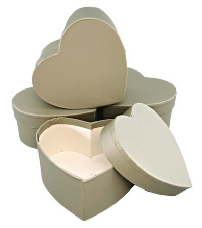 DÍSZDOBOZ SZÍV ALAKÚ 11X10X5,2CM PAPÍR, KHAKI ZÖLD 6DB-OS