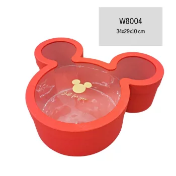 DÍSZDOBOZ MICKEY EGÉR FORMÁJÚ 34X29X10CM PIROS