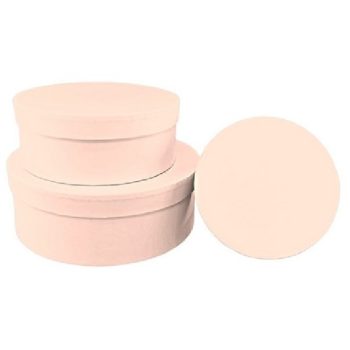   DÍSZDOBOZ SZETT 3R. KEREK , 21,5X7,8CM, 17,5X6,8CM 13,5X5,8CM PAPÍR, PÚDER RÓZSA