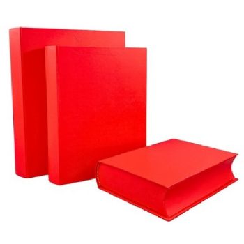   DÍSZDOBOZ SZETT 3R. KÖNYV ALAKÚ NAGY:29X24X7,3CM PAPÍR, PIROS
