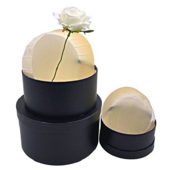   DÍSZDOBOZ SZETT 3R. KEREK 19X10CM, 16X8CM, 13X6CM PAPÍR, FEKETE