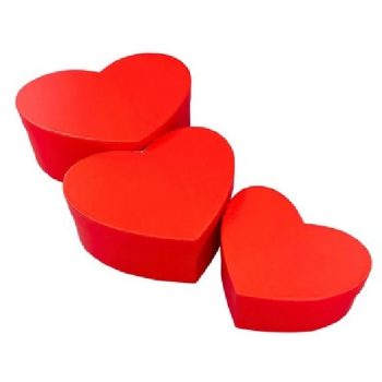   DÍSZDOBOZ SZETT 3R. SZÍV ALAKÚ NAGY:23,3X20,2X7,8CM PAPÍR, PIROS