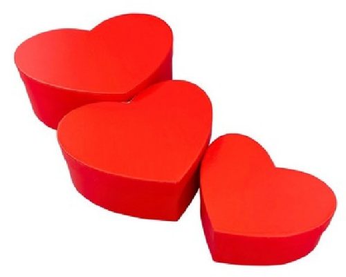 DÍSZDOBOZ SZETT 3R. SZÍV ALAKÚ NAGY:23,3X20,2X7,8CM PAPÍR, PIROS