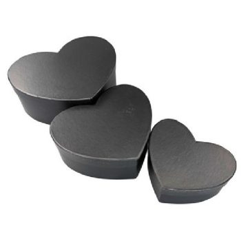   DÍSZDOBOZ SZETT 3R. SZÍV ALAKÚ NAGY:23,3X20,2X7,8CM PAPÍR, FEKETE