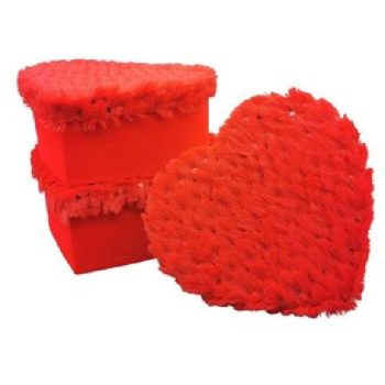   DÍSZDOBOZ SZETT SZÍV ALAKÚ 3R. NAGY:25X21X10CM PAPÍR, PIROS, BÁRSONY/PLÜSSÖS FED