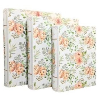   DÍSZDOBOZ SZETT 3R. KÖNYV ALAKÚ NAGY:29X24X7,3CM PAPÍR, VIRÁG MINTÁS