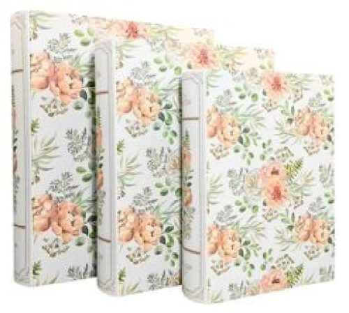 DÍSZDOBOZ SZETT 3R. KÖNYV ALAKÚ NAGY:29X24X7,3CM PAPÍR, VIRÁG MINTÁS