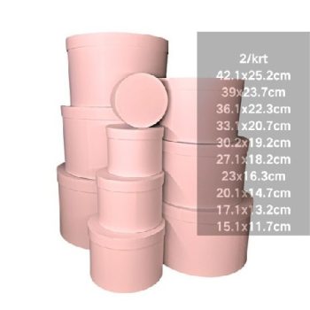   DÍSZDOBOZ SZETT 10R. KÖR ALAKÚ NAGY :42,1X25,2CM BABA RÓZSASZÍN