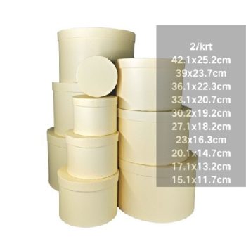 DÍSZDOBOZ SZETT 10R. KÖR ALAKÚ NAGY :42,1X25,2CM BÉZS