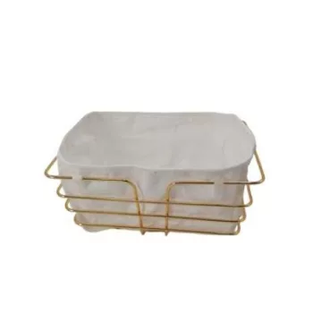 KENYÉRKOSÁR ARANY FÉM, TEXTIL BELSŐVEL 24,5X17X11CM