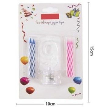 SZÁMGYERTYA "9" + 4DB GYERTYA