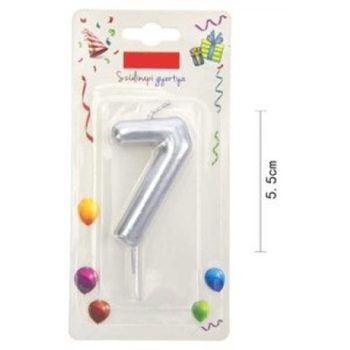 SZÁMGYERTYA "7" 5,5CM EZÜST