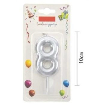 SZÁMGYERTYA "8" 5,5CM EZÜST