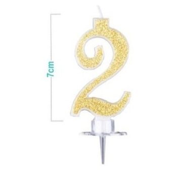 SZÁMGYERTYA "2" ARANYPOROS 9CM