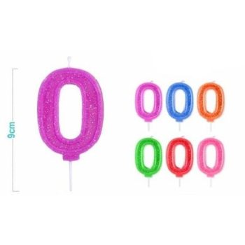 SZÁMGYERTYA "0" 9CM FLUORESZKÁLÓ 6F. SZÍN