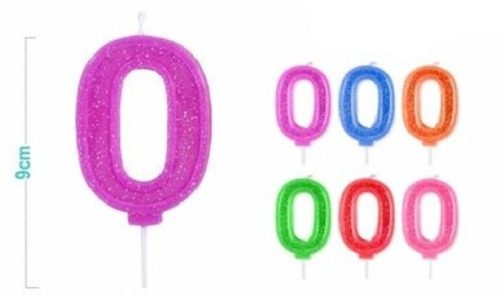 SZÁMGYERTYA "0" 9CM FLUORESZKÁLÓ 6F. SZÍN