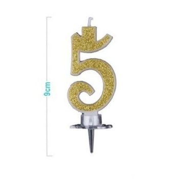 SZÁMGYERTYA "5" ARANYPOROS 9CM