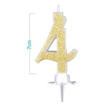 SZÁMGYERTYA "4" ARANYPOROS 9CM