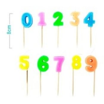   SZÁMGYERTYA 10DB  "0 1 2 3 4 5 6 7 8 9" 8CM SZÍNES