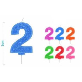 SZÁMGYERTYA "2" 9CM FLUORESZKÁLÓ 6F. SZÍN