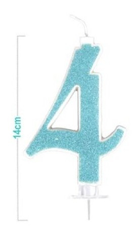 SZÁMGYERTYA "4" KÉK CSILLÁMPOROS 14CM