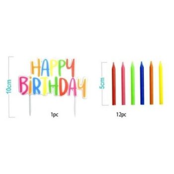 SZÜLINAPI GYERTYA 13DB "HAPPY BIRTHDAY" SZÍNES