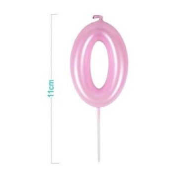 SZÁMGYERTYA "0" 11CM RÓZSASZÍN