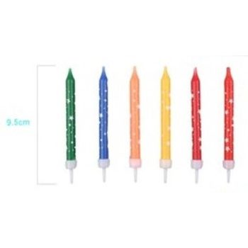 GYERTYA 12DB 9,5/3CM "HAPPY BIRTHDAY" SZÍNES