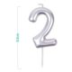SZÁMGYERTYA "2" 9,5CM EZÜST