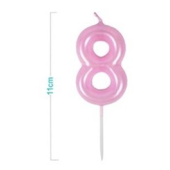 SZÁMGYERTYA "8" 11CM RÓZSASZÍN