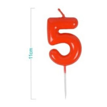 SZÁMGYERTYA "5" 11CM PIROS