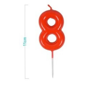 SZÁMGYERTYA "8" 11CM PIROS