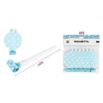 TROMBITA ANYÓSNYELV 6DB 13CM KÉK-PÖTTYÖS