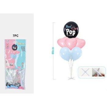   ASZTALI LÉGGÖMB ÁLLVÁNY 7DB-OS 80CM "BOY OR GIRL"