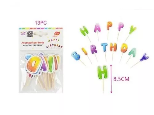 TORTADÍSZ 13DB 8,5CM  " H A P P Y B I R T H D A Y "
