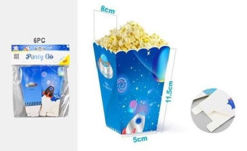 POPCORN DOBOZ PAPÍR SILVER SPACE 5X11CM 6DB-OS