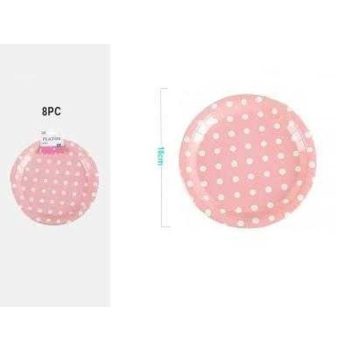 TÁNYÉR PAPÍR RÓZSASZÍN PÖTTYÖS 18CM 8DB-OS
