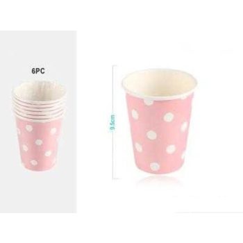 POHÁR PAPÍR RÓZSASZÍN PÖTTYÖS 9,5CM 6DB-OS