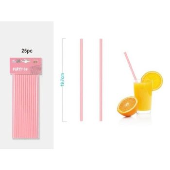 SZÍVÓSZÁL PAPÍR RÓZSASZÍN 19,7CM 25DB-OS