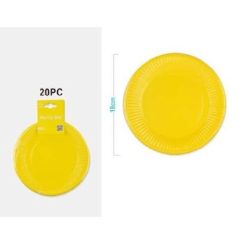 TÁNYÉR PAPÍR SÁRGA 18CM 20DB-OS