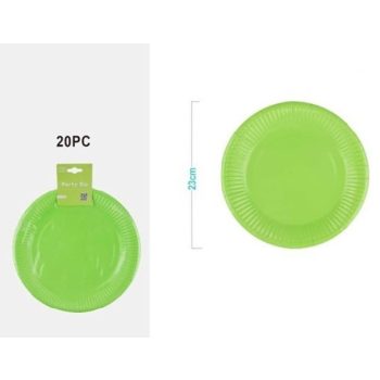 TÁNYÉR PAPÍR NEONZÖLD 23CM 20DB-OS