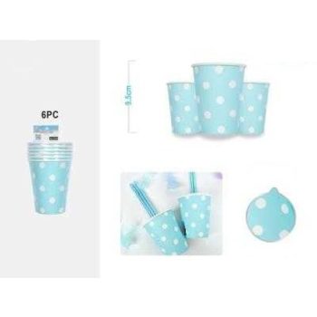 POHÁR PAPÍR KÉK PÖTTYÖS 9CM 6DB-OS